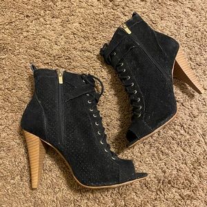 Forever 21 black open toed booties.